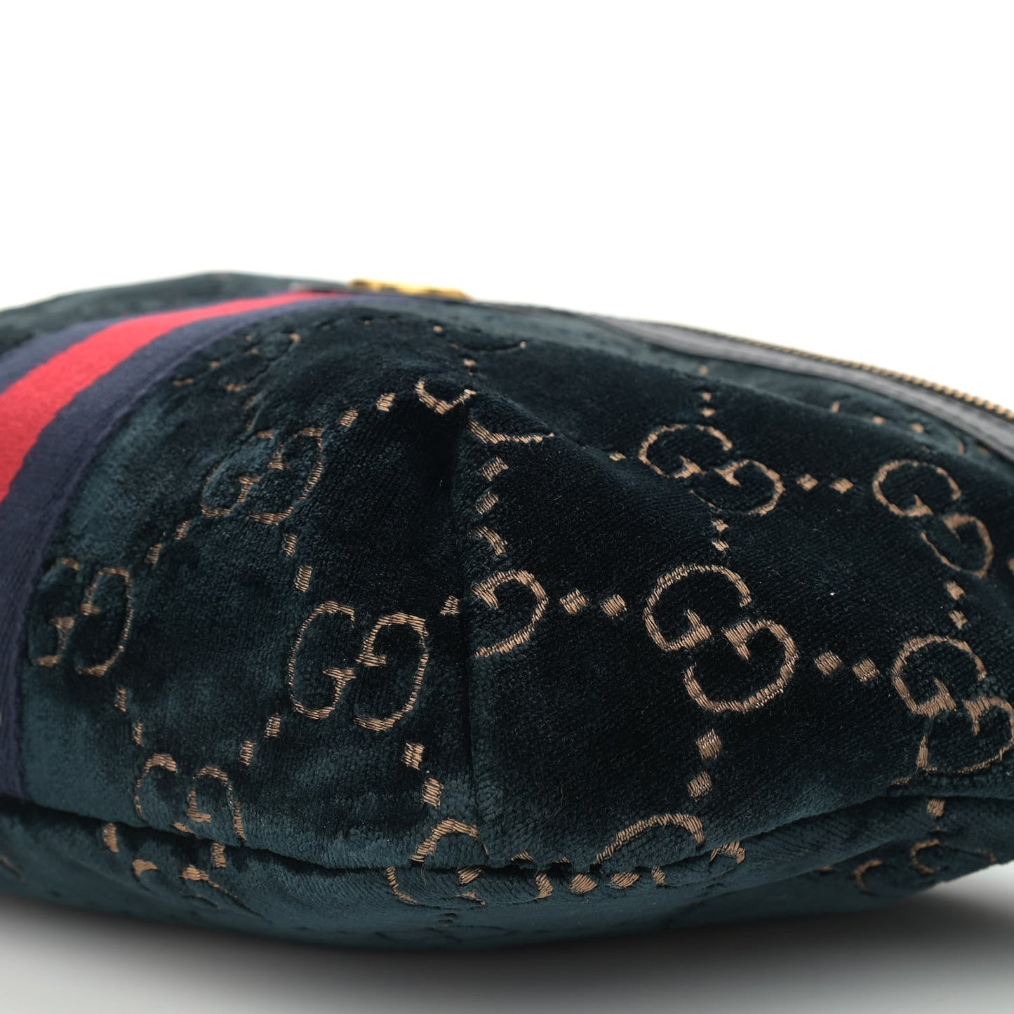 Velvet GG Monogram Web Belt Bag Blue Beige