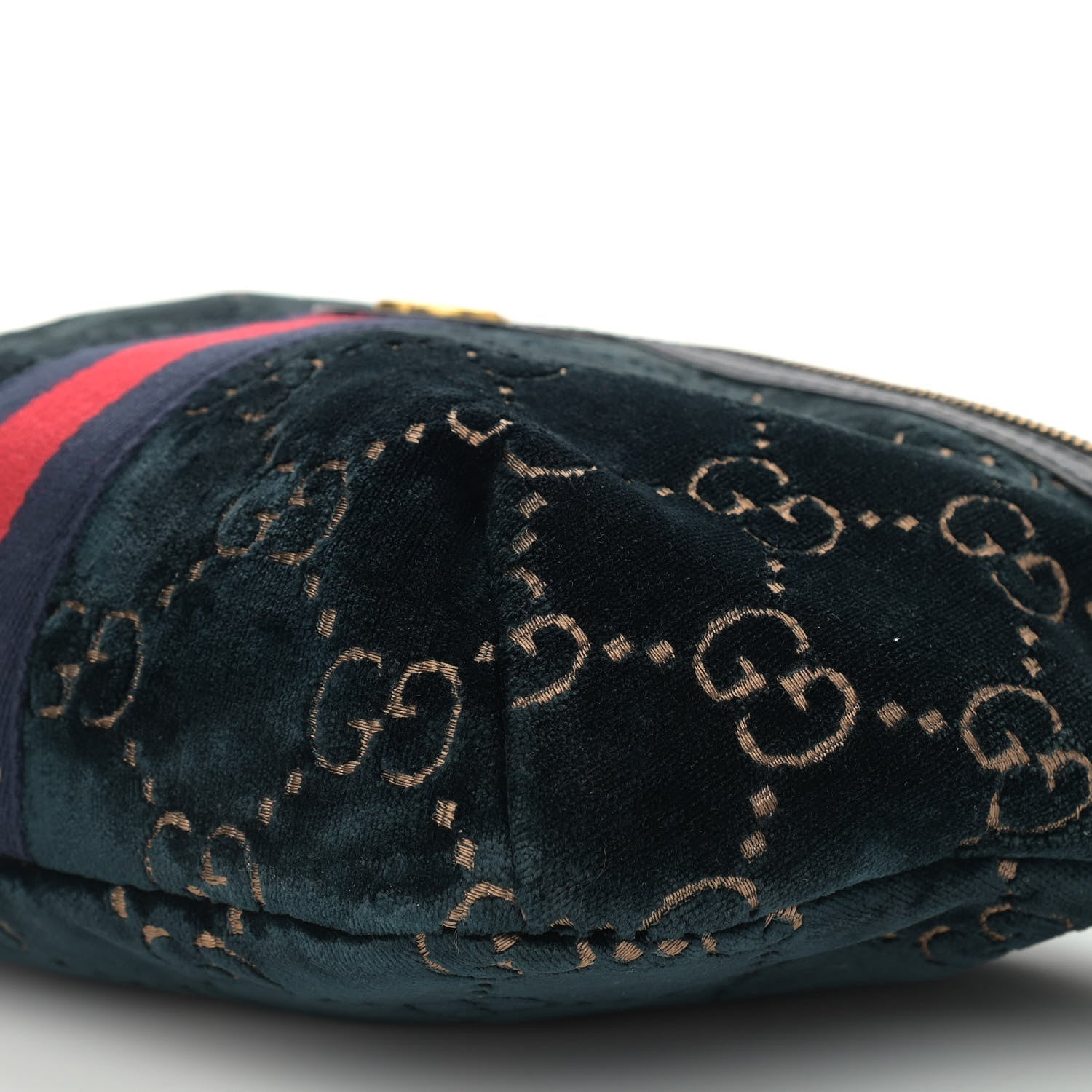 Gucci Velvet GG Monogram Web Belt Bag Blue Beige 10 of 13