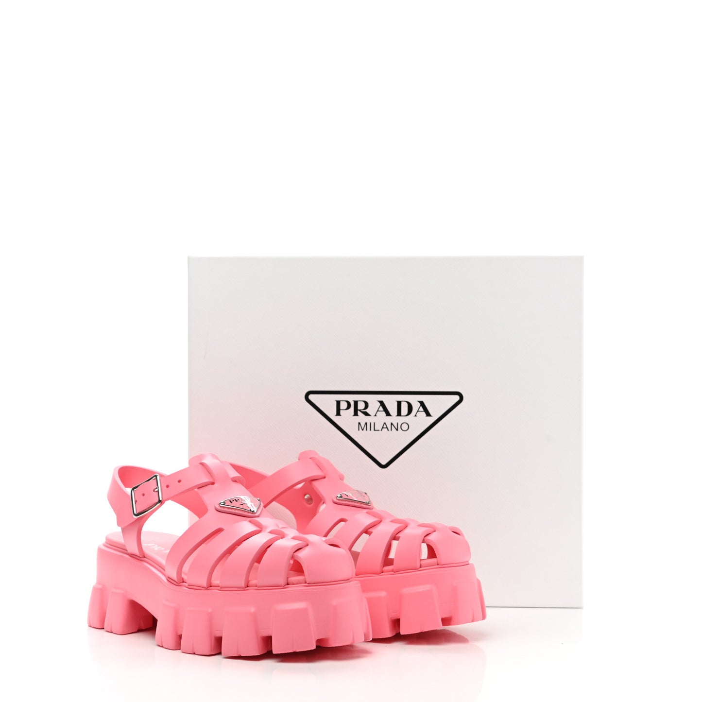 Foam Rubber Metal Triangle Logo Monolith 55mm Cage Sandals 40 Begonia