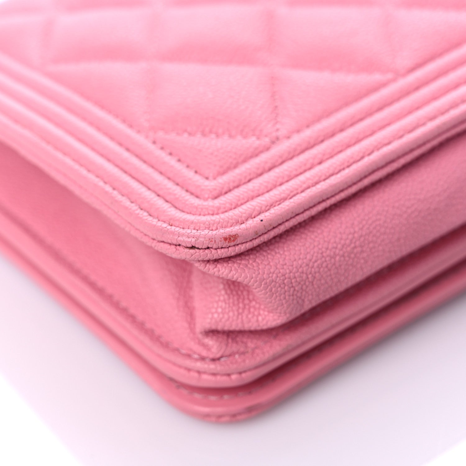 Chanel Caviar Quilted Boy Wallet On Chain WOC Pink 11 of 19