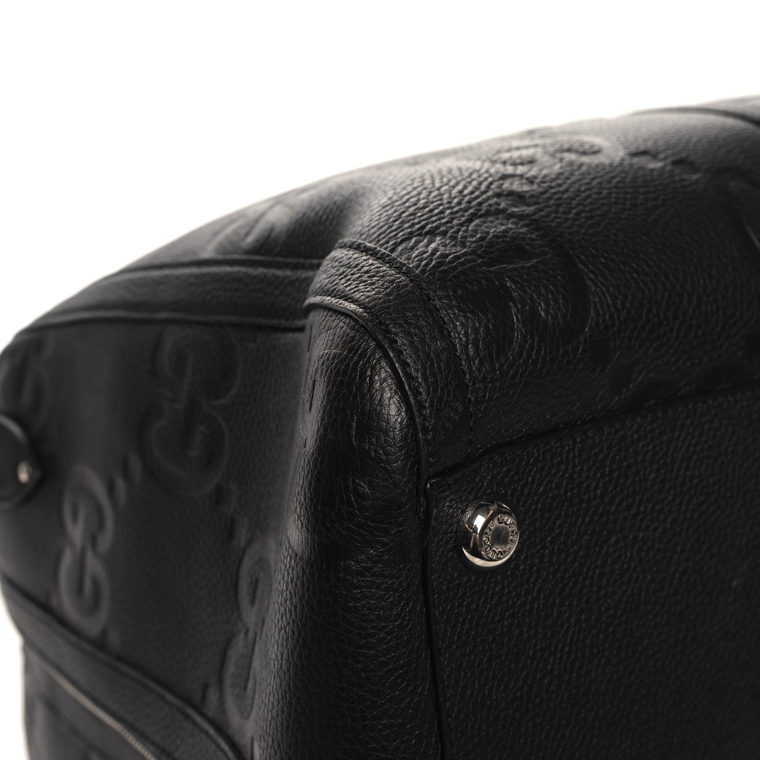 Gucci Piuma Calfskin Jumbo GG Embossed Large Duffle Bag Black 10 of 12