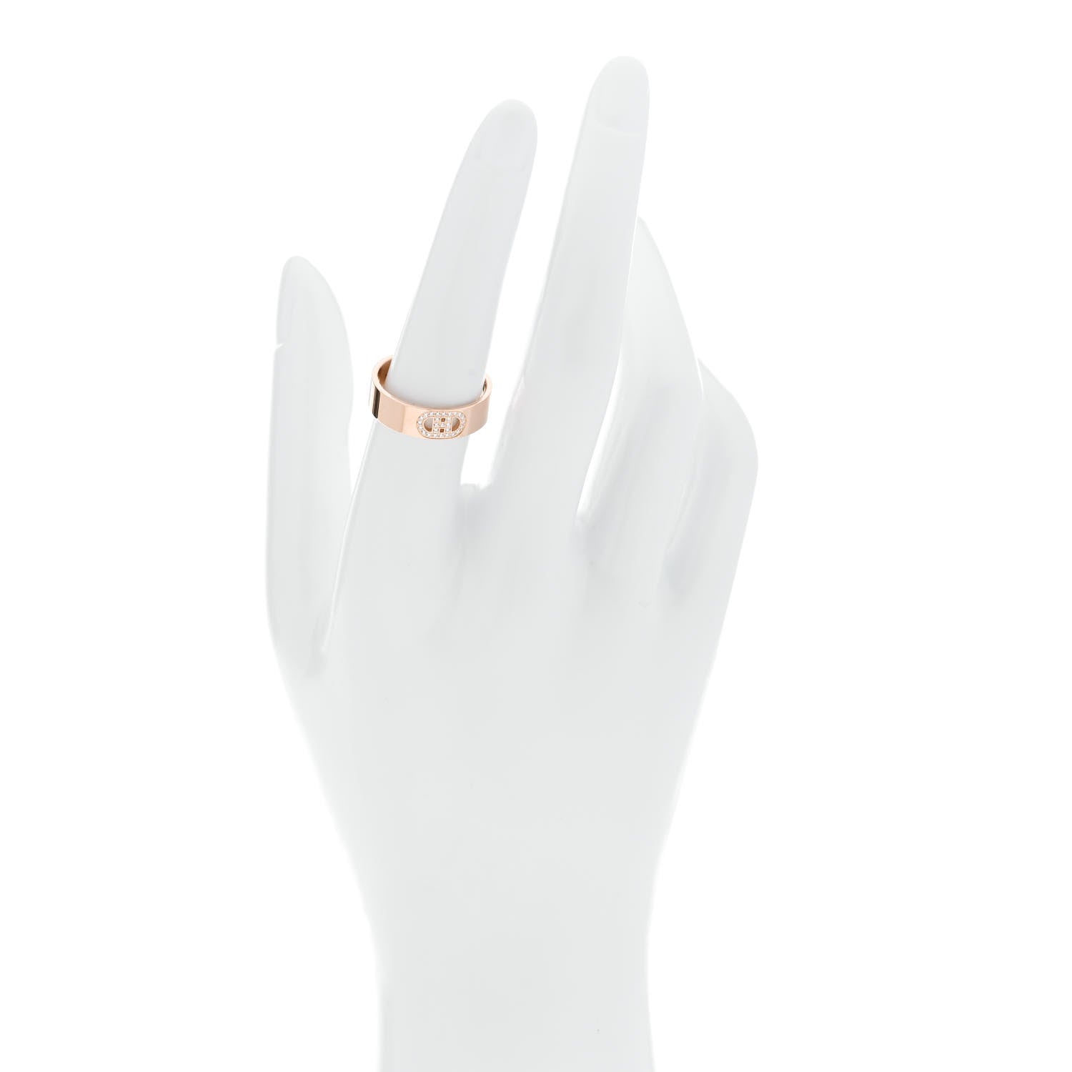 Hermes 18K Rose Gold Diamond PM H D'Ancre Ring 55 7.25 2 of 5
