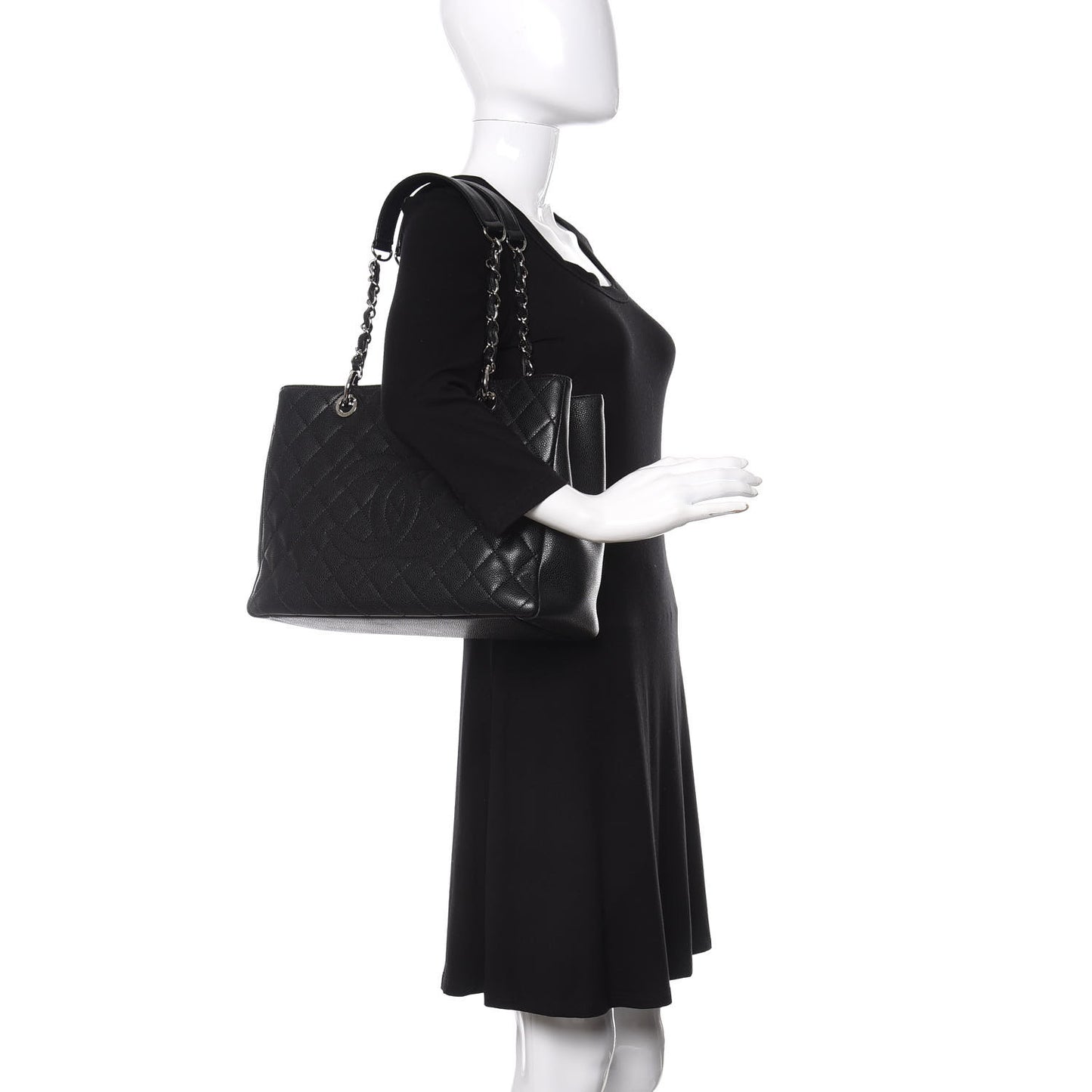 Caviar Quilted Grand Shopping Tote GST Black