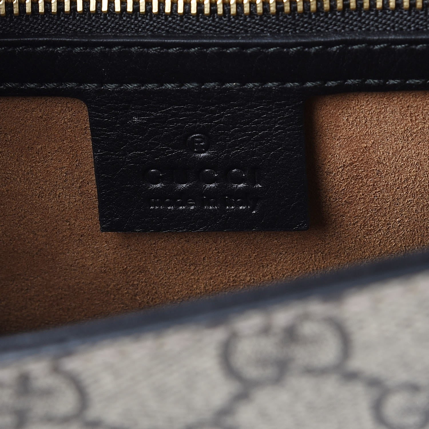 Gucci GG Supreme Monogram Calfskin Small Padlock Top Handle Bag Beige Black Cuir 7 of 9