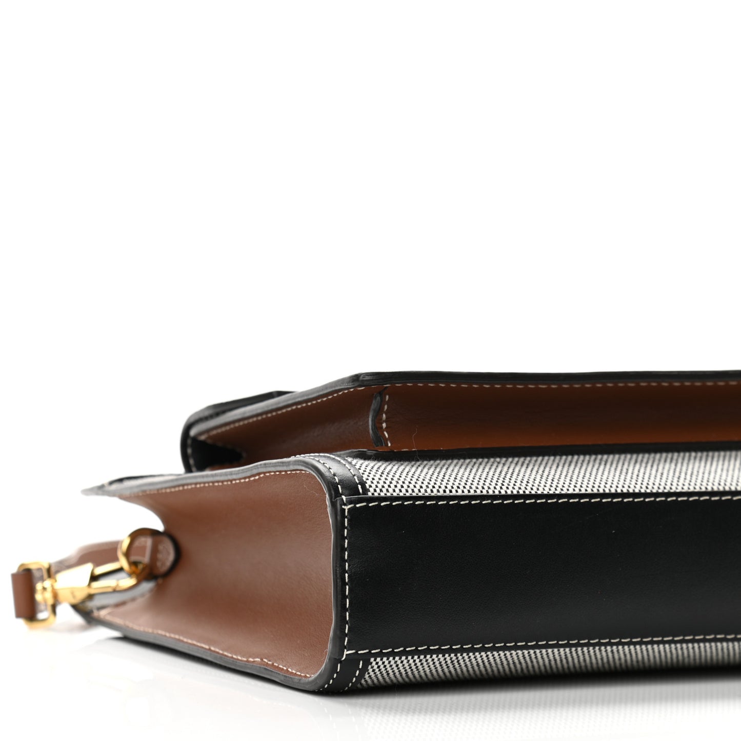 Smooth Calfskin Canvas Two Tone Mini Pocket Bag Black Tan