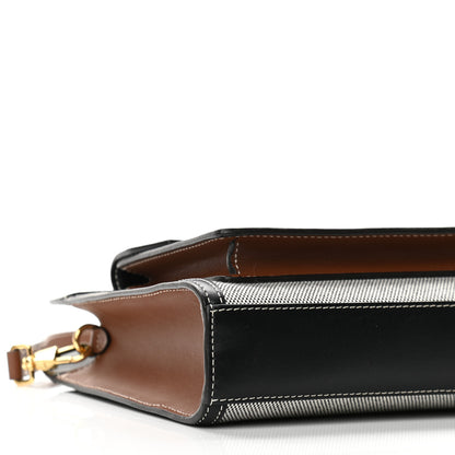 Burberry Smooth Calfskin Canvas Two Tone Mini Pocket Bag Black Tan 8 of 9
