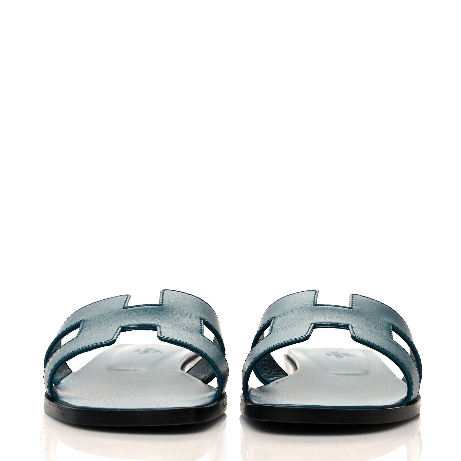 Hermes Calfskin Oran Sandals 37.5 Blue Velvet 2 of 8