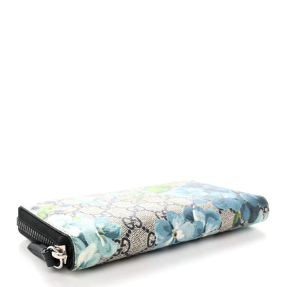 Gucci GG Supreme Monogram Blooms Zip Around Wallet Blue 4 of 9