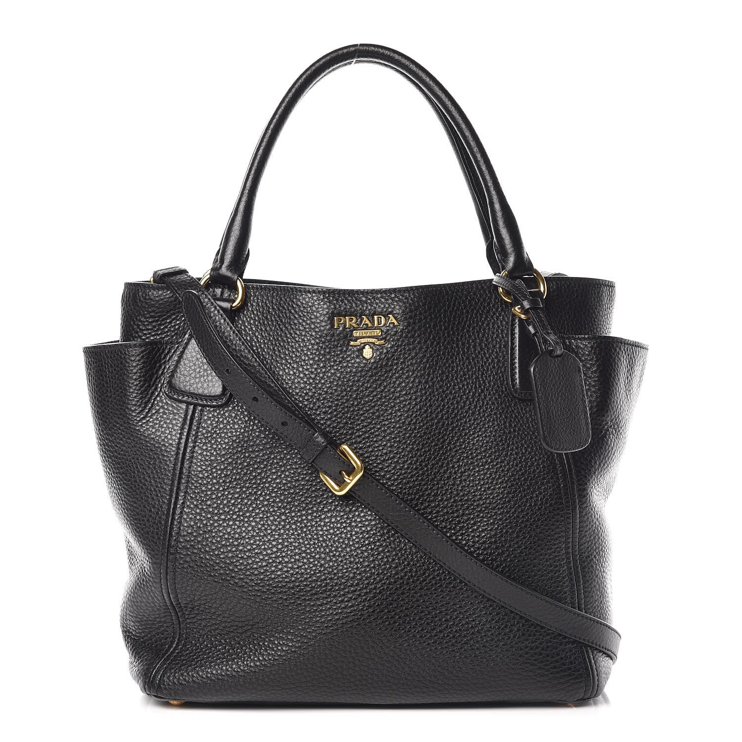 Prada Vitello Daino Shoulder Bag Black 1 of 17