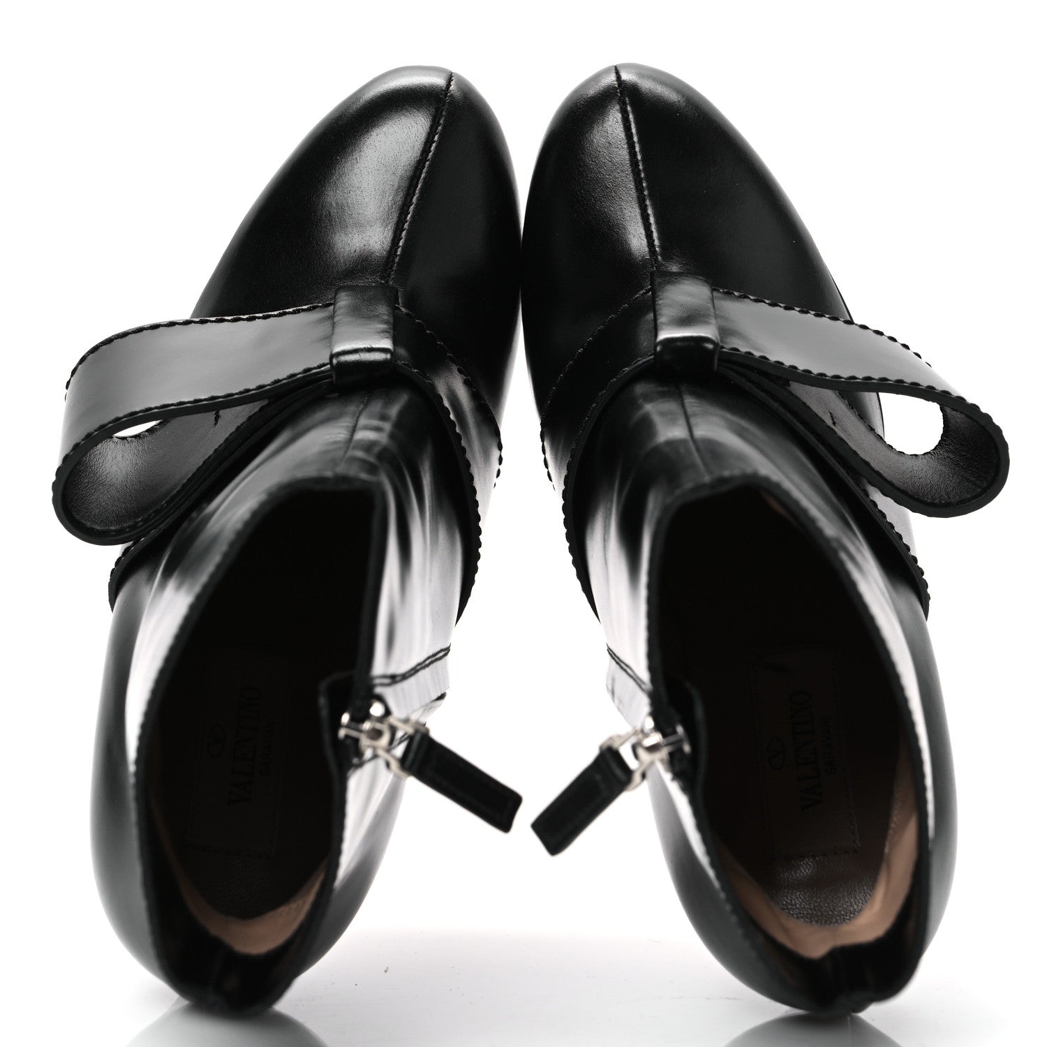 Valentino Garavani Calfskin Bow Ankle Boots 35 Black 2 of 10