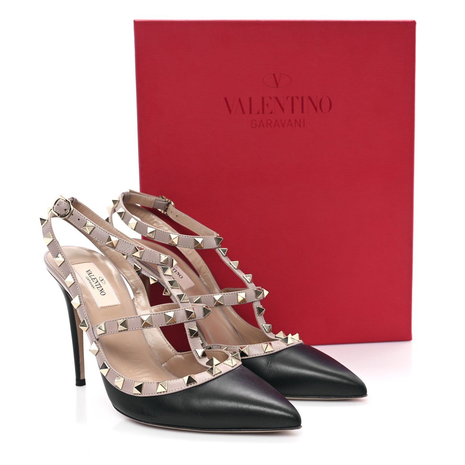 Valentino Garavani Calfskin Nappa Rockstud Ankle Strap 100mm Pumps 40 Black Poudre 10 of 10