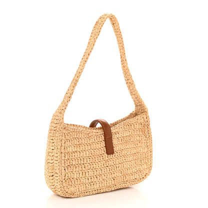 Saint Laurent Raffia Calfskin Le 5 A 7 Mini Hobo Natural Brick 3 of 10