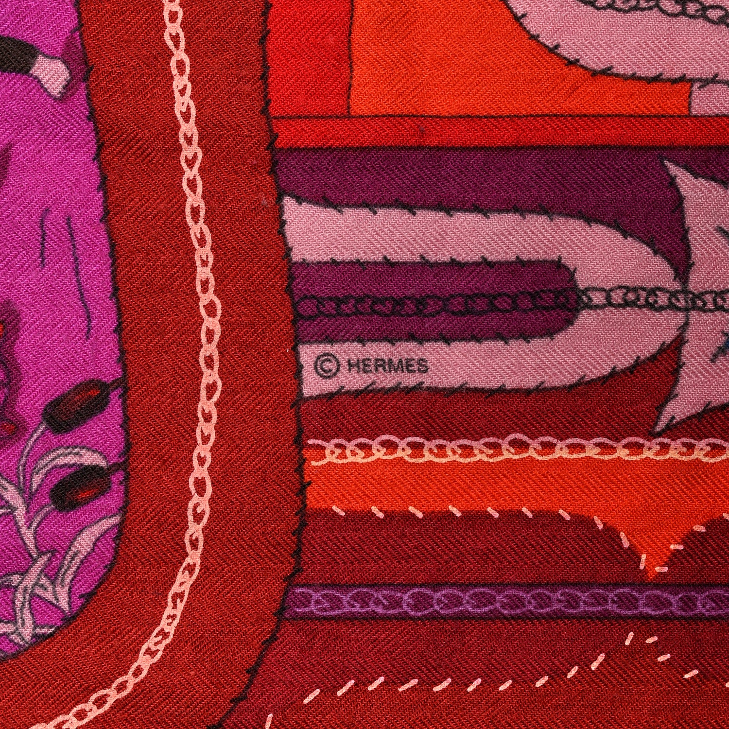 Hermes Cashmere Silk Esprit Ainou Shawl 140 Fuschia Vieux Rose Rouge H 4 of 7