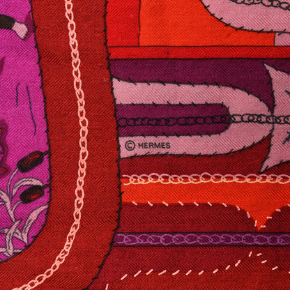 Hermes Cashmere Silk Esprit Ainou Shawl 140 Fuschia Vieux Rose Rouge H 4 of 7