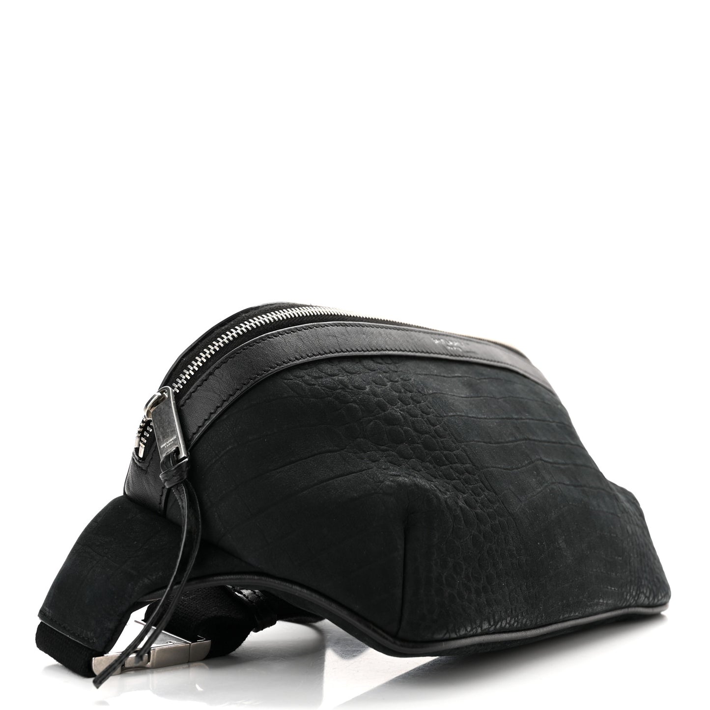 Nubuck Crocodile Embossed Classic Belt Bag Black