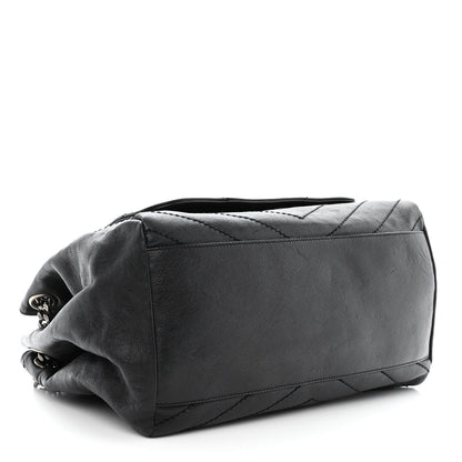 Saint Laurent Vintage Lambskin Chevron Monogram Large Nolita Black 4 of 12