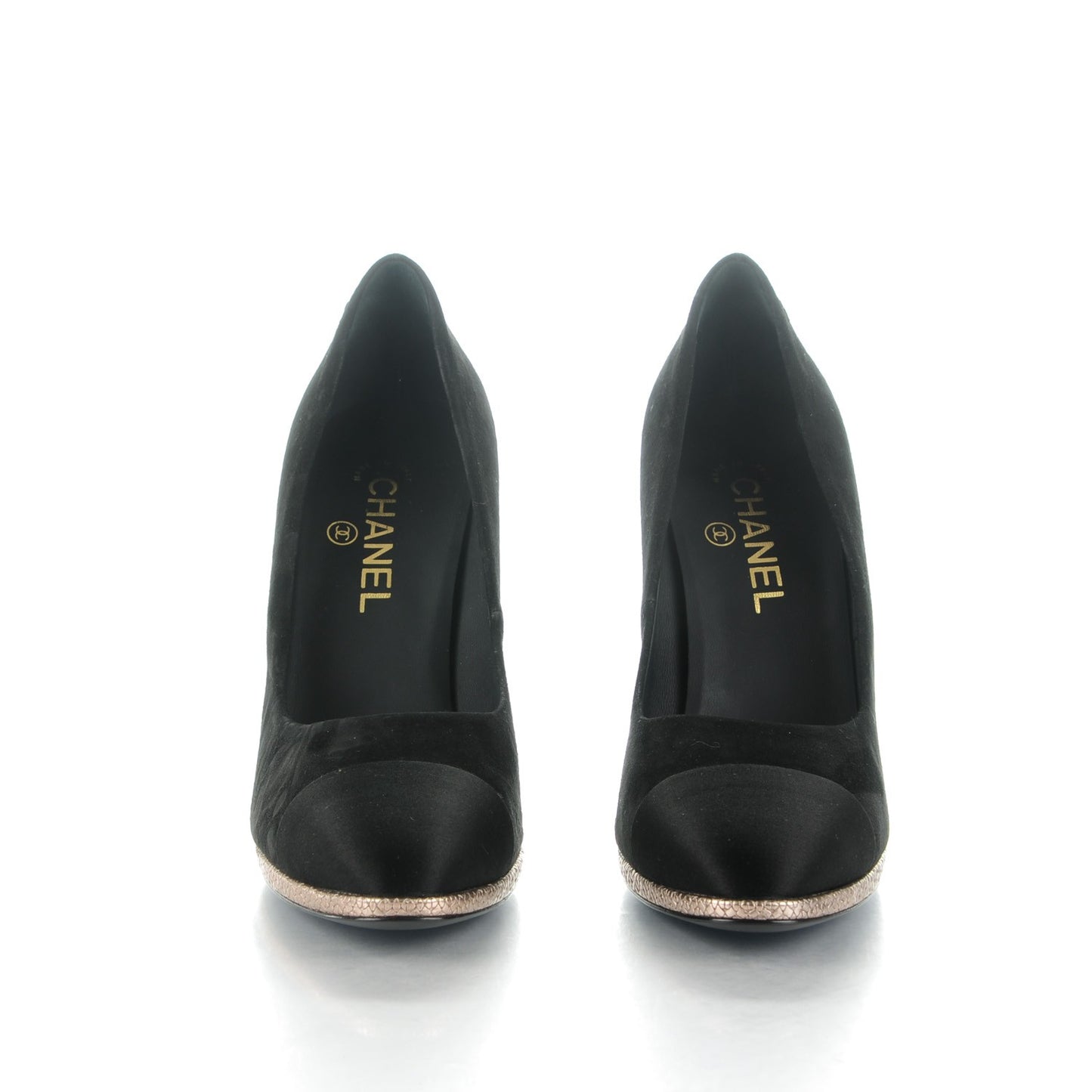 Suede Calfskin Satin Cap Toe CC Pumps 39.5 Black