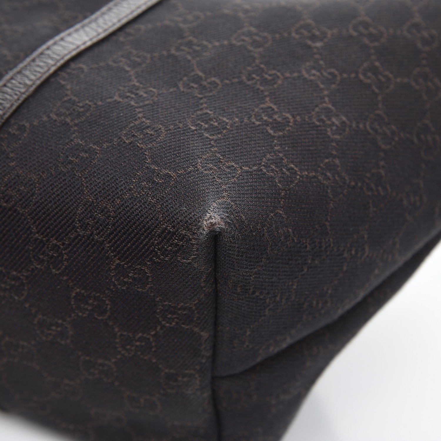 Gucci Denim Dollar Calfskin GG Monogram Large Joy Tote Brown 13 of 14