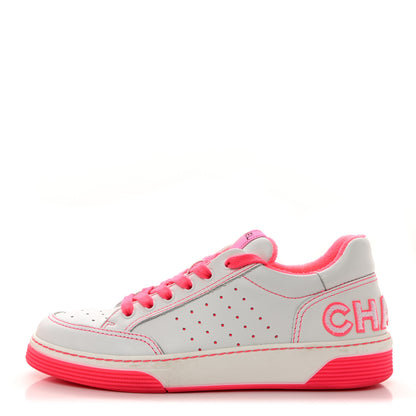 Chanel Calfskin Womens Logo Sneaker 40.5 Fuchsia White 1 of 12