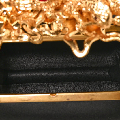 Alexander McQueen Satin Salamander Knuckle Box Clutch Black 4 of 11