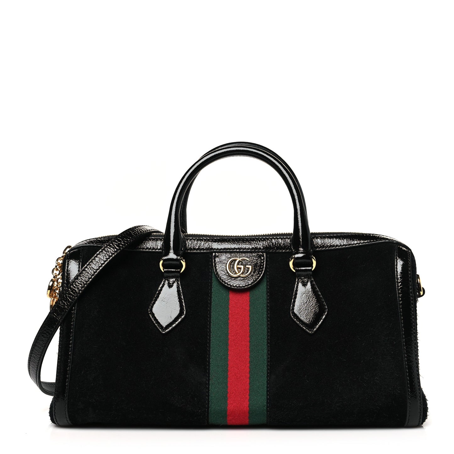 Suede Patent GG Web Medium Ophidia Boston Black