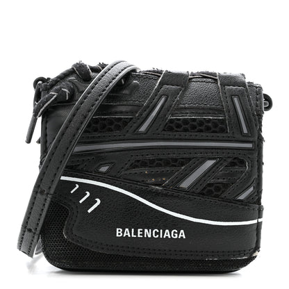 Balenciaga Faux Calfskin Fabric Sneakerhead Crossbody Wallet Black 1 of 13