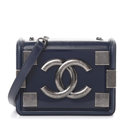 Chanel Plexiglass Patent Mini Boy Brick Flap Navy 1 of 16