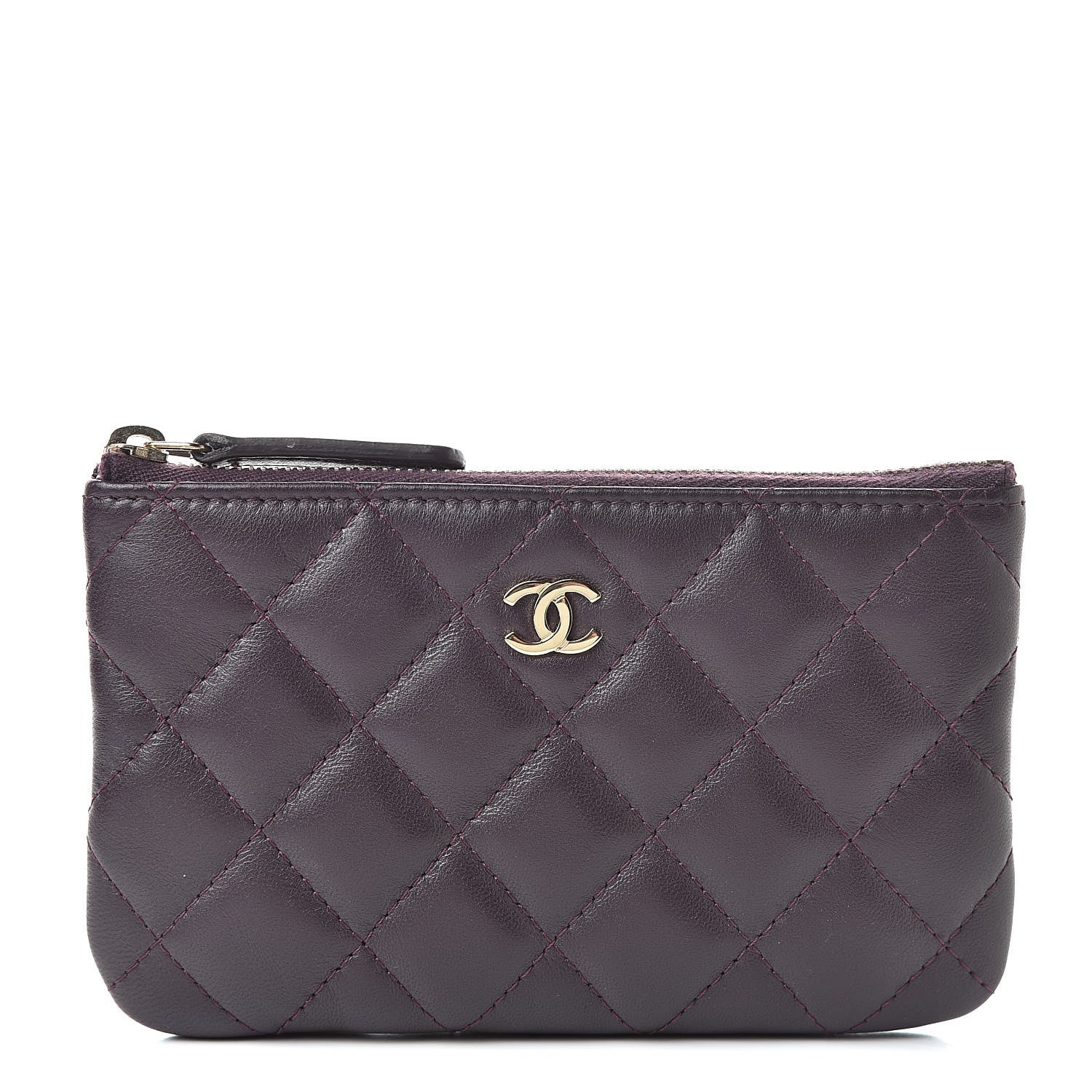 Chanel Lambskin Quilted Small Cosmetic Case Dark Purple 1 of 8