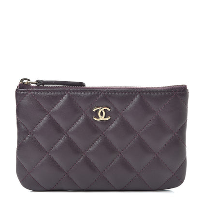Chanel Lambskin Quilted Small Cosmetic Case Dark Purple 1 of 8