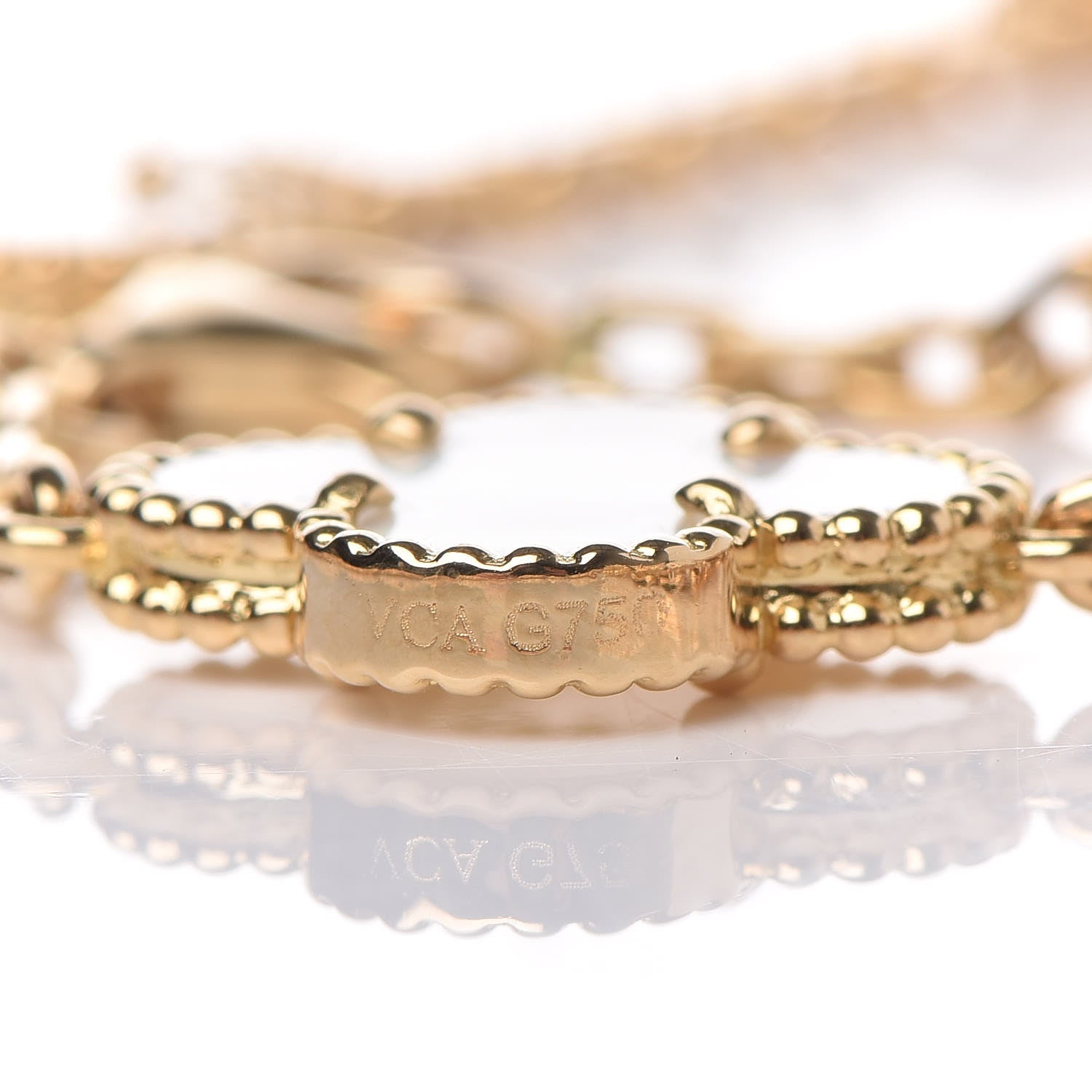 Van Cleef & Arpels 18K Yellow Gold Mother of Pearl 20 Motifs Vintage Alhambra Necklace 6 of 8
