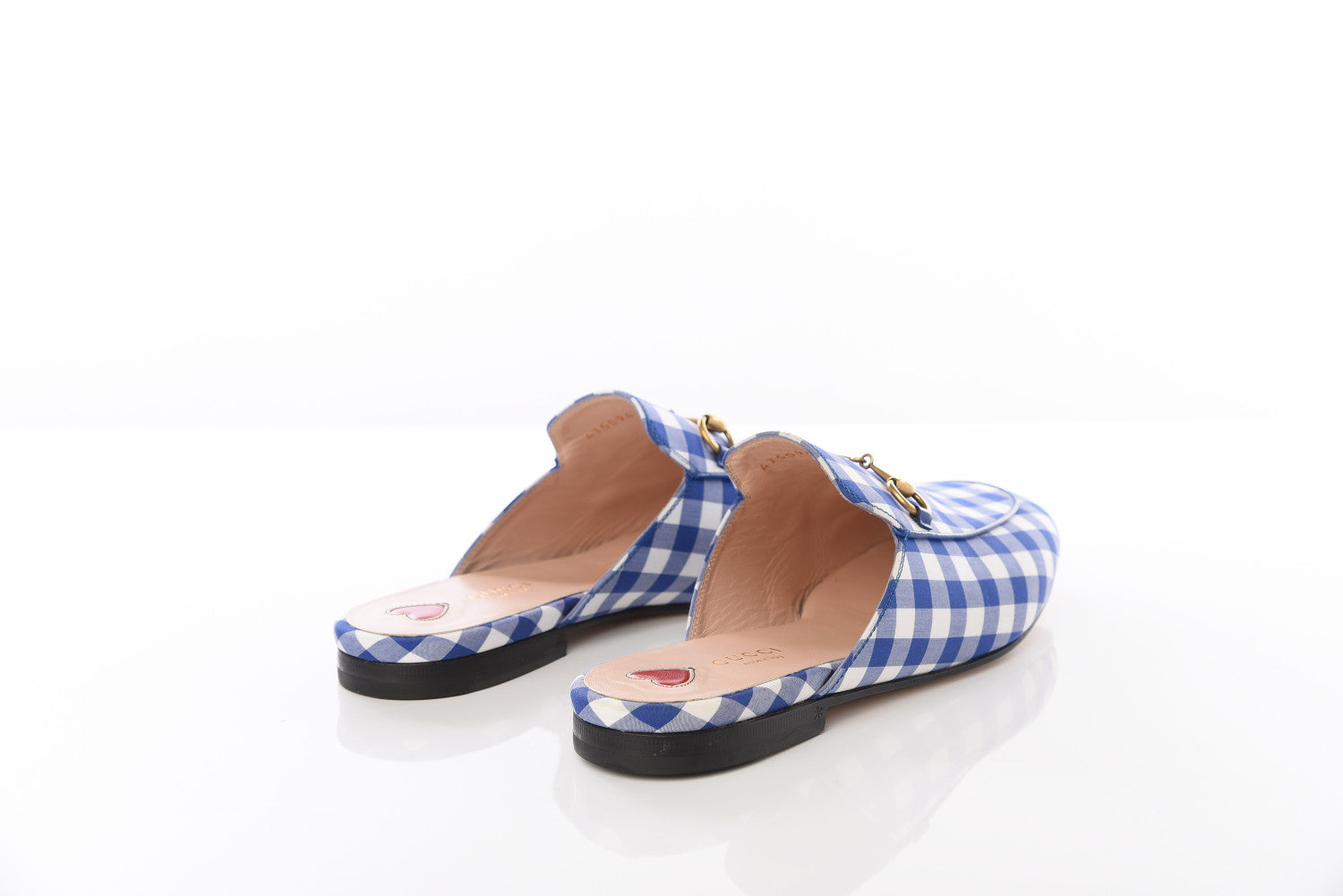 Gucci Cotton Gingham Womens Princetown Slippers 38 White Blue 5 of 11