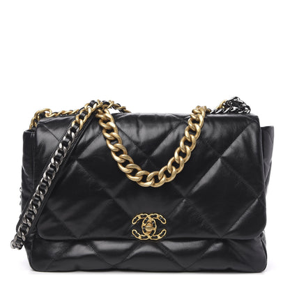 Chanel Goatskin Quilted Maxi 19 Flap Black 1 of 10