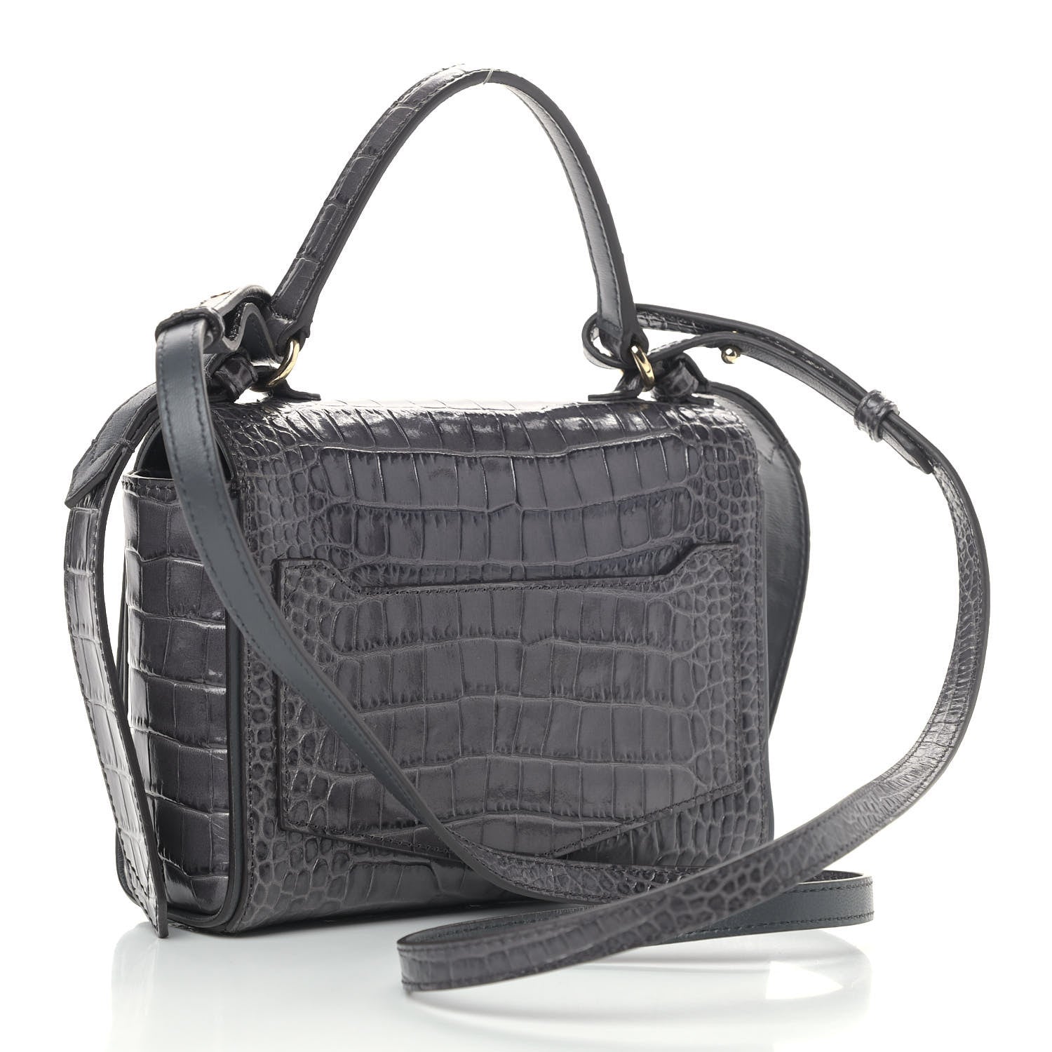 Givenchy Calfskin Crocodile Embossed Eden Mini Top Handle Storm Grey 3 of 8