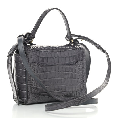 Givenchy Calfskin Crocodile Embossed Eden Mini Top Handle Storm Grey 3 of 8