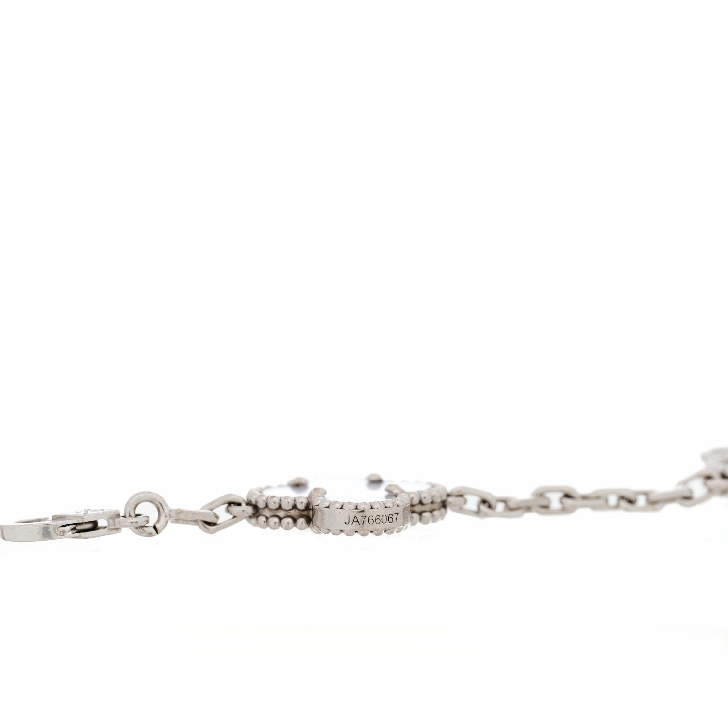 Van Cleef & Arpels 18K White Gold Chalcedony 5 Motifs Vintage Alhambra Bracelet 4 of 7