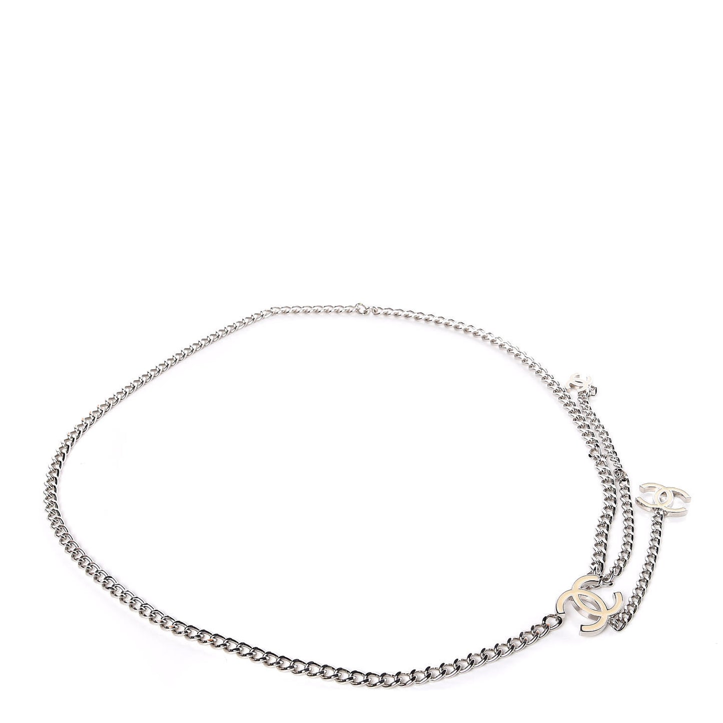 Enamel CC Ceinture Fantai Adjustable Belt Silver White