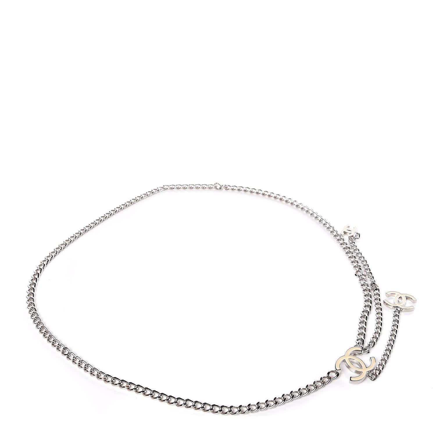 Chanel Enamel CC Ceinture Fantai Adjustable Belt Silver White 1 of 5