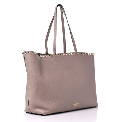 Valentino Garavani Grained Calfskin Rockstud Shoulder Tote Poudre 3 of 14