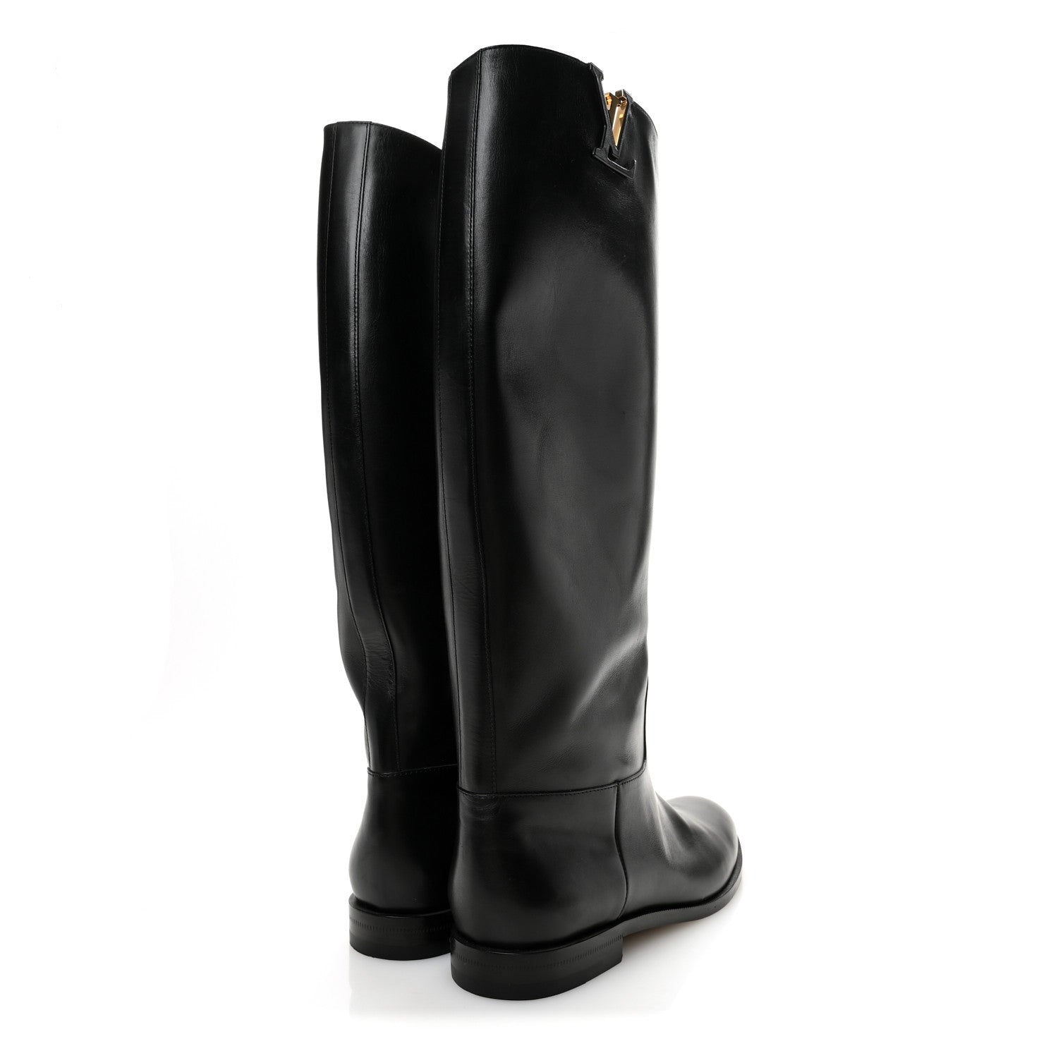 Louis Vuitton Calfskin Heritage Flat High Boots 38.5 Black 4 of 10