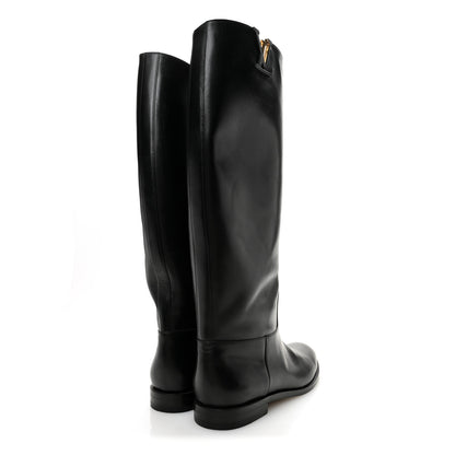 Louis Vuitton Calfskin Heritage Flat High Boots 38.5 Black 4 of 10