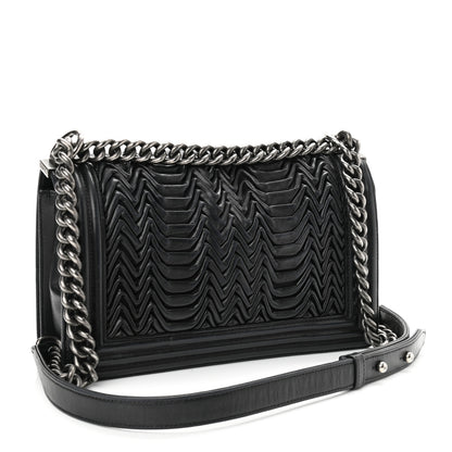 Chanel Lambskin Pleated Medium Boy Flap Black 3 of 12