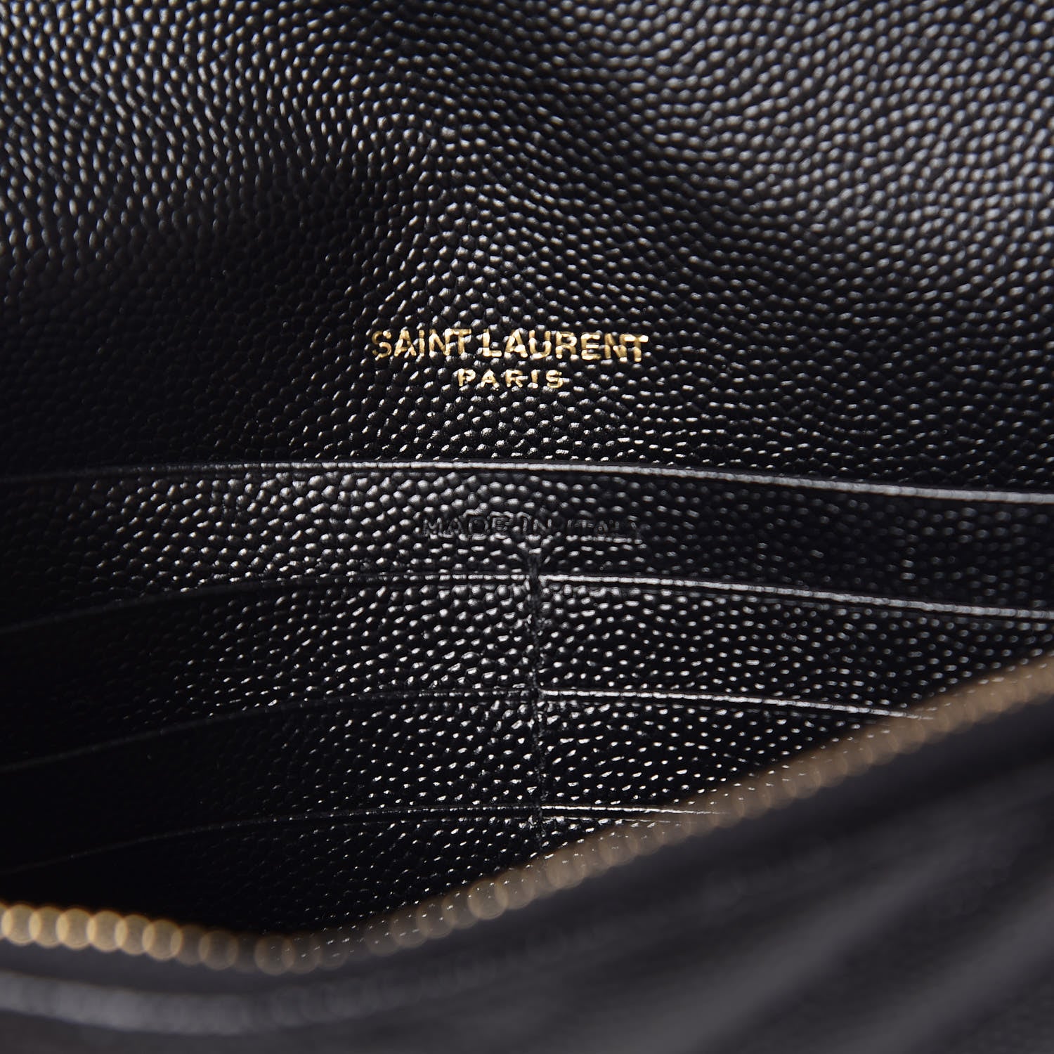 Saint Laurent Grain De Poudre Matelasse Chevron Monogram Envelope Chain Wallet Black 6 of 11