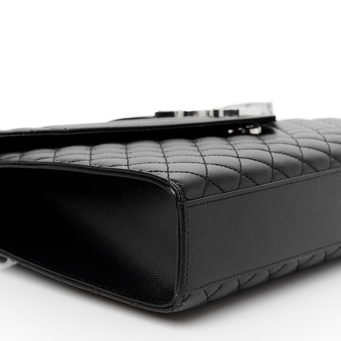 Grain De Poudre Textured Mixed Matelasse Large Triquilt Monogram Satchel Black
