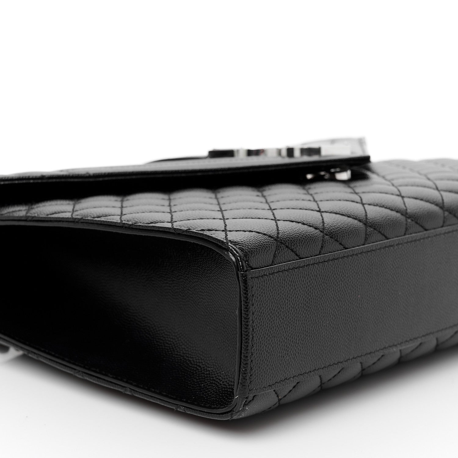 Saint Laurent Grain De Poudre Textured Mixed Matelasse Large Triquilt Monogram Satchel Black 10 of 11
