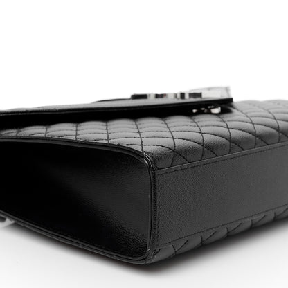 Saint Laurent Grain De Poudre Textured Mixed Matelasse Large Triquilt Monogram Satchel Black 10 of 11