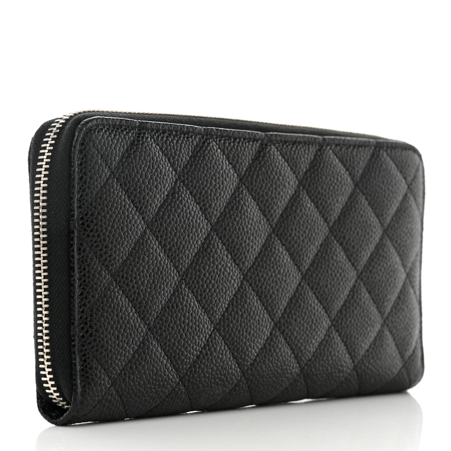 Caviar Quilted Large Gusset Zip Around Wallet Black