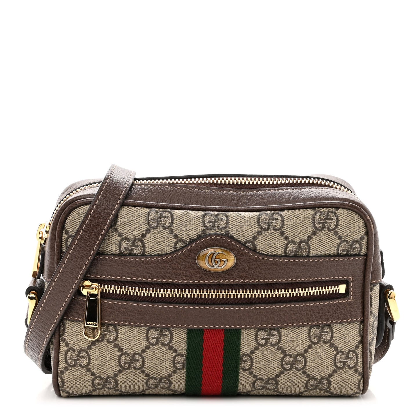 GG Supreme Monogram Web Mini Ophidia Shoulder Bag Brown