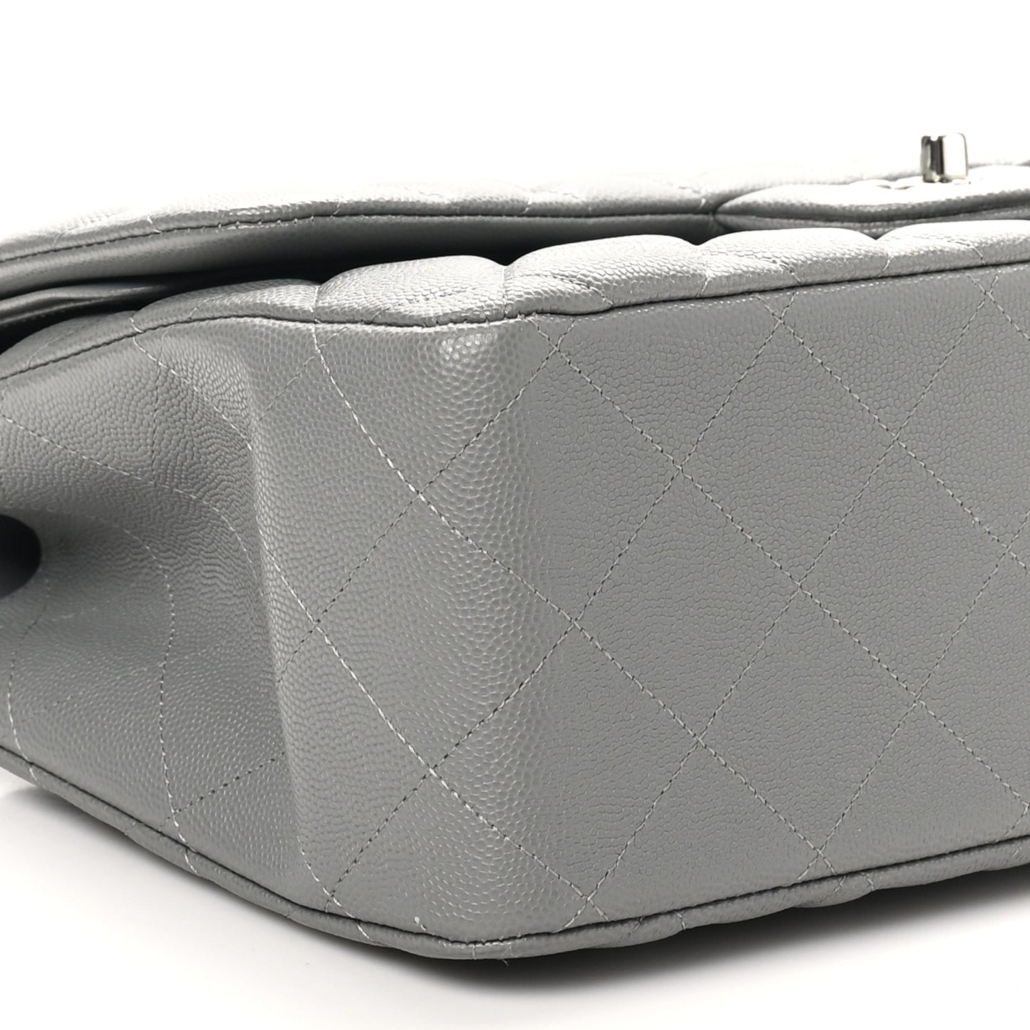 Caviar Quilted Jumbo Double Flap Dark Grey