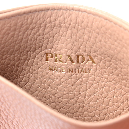 Prada Vitello Grain Metal Card Holder Cipria 6 of 7