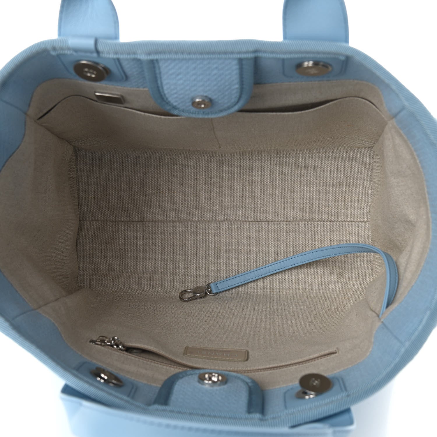 Chanel Mixed Fibers Small Deauville Tote Light Blue 10 of 19